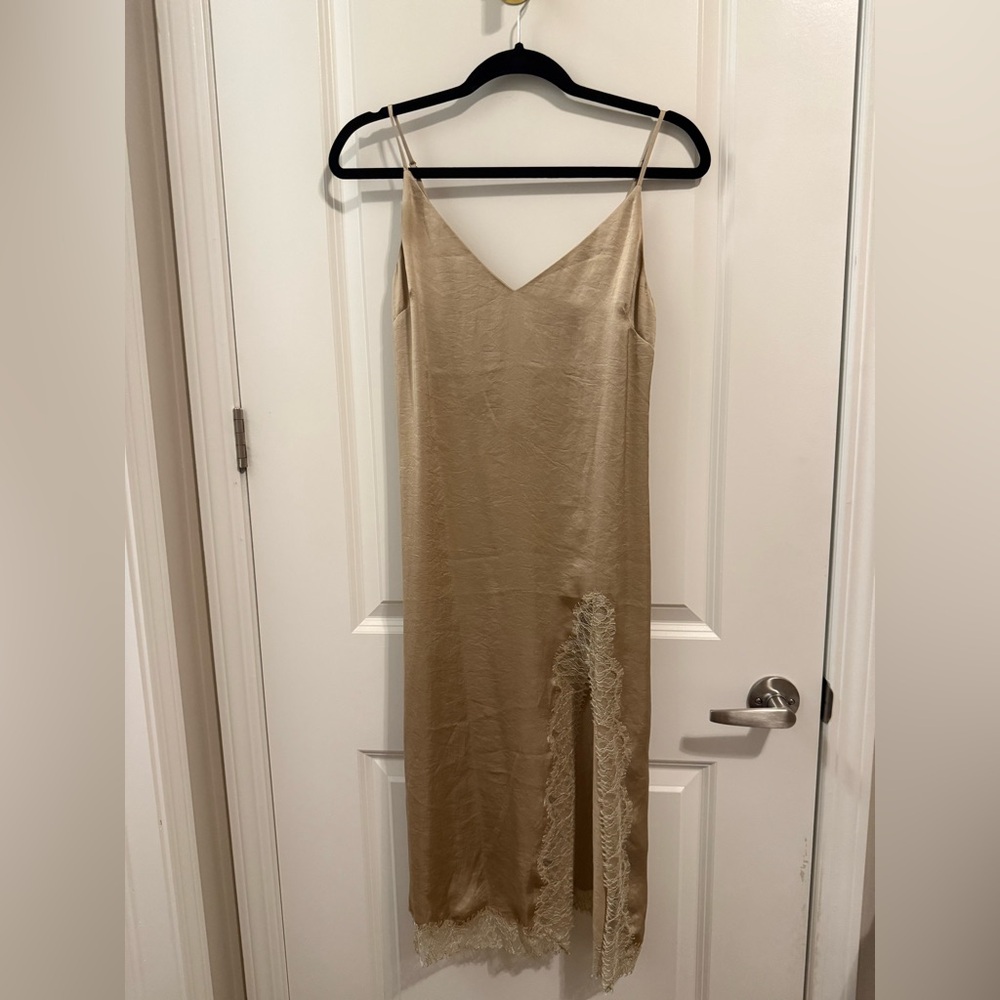 WILFRED gold satin dress
